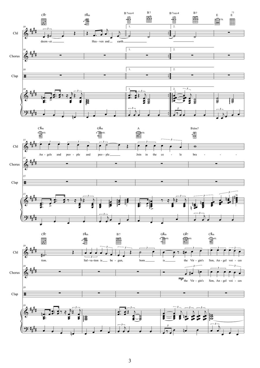 Heaven and Earth - Christmas swing for children and piano Unison Choir scores gallery preview page 3