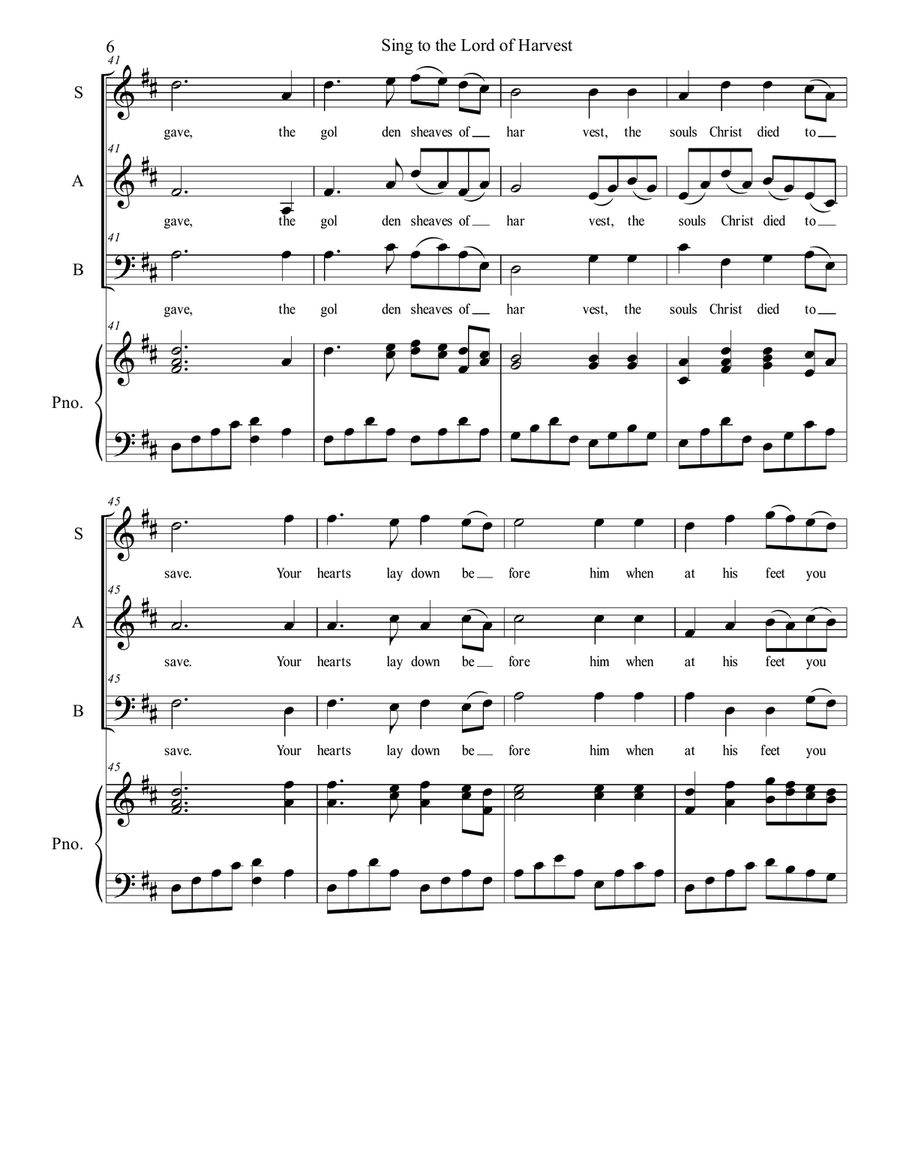 Sing to the Lord of Harvest 3-Part scores gallery preview page 6