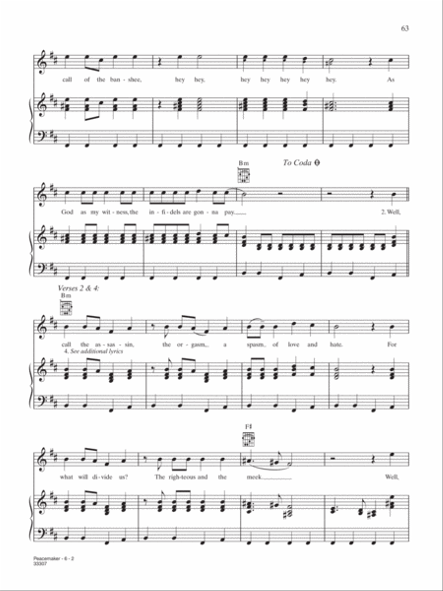 Peacemaker Piano, Vocal, Guitar scores gallery preview page 2