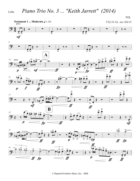 Piano Trio No. 3 ... Keith Jarrett (2014) cello part