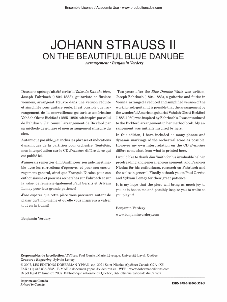 On the Beautiful Blue Danube Classical Guitar scores gallery preview page 1
