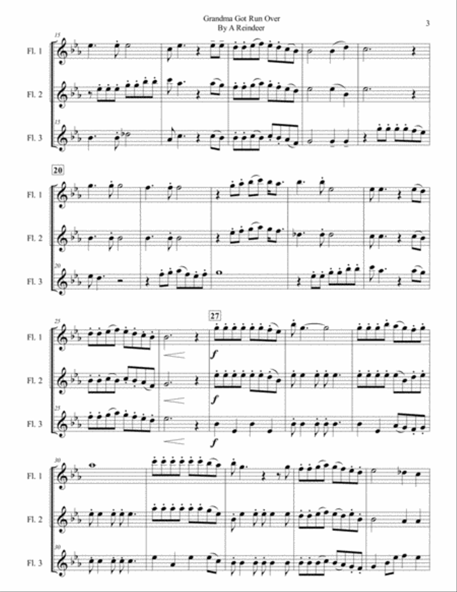 Grandma Got Run Over By A Reindeer Woodwind Trio scores gallery preview page 3