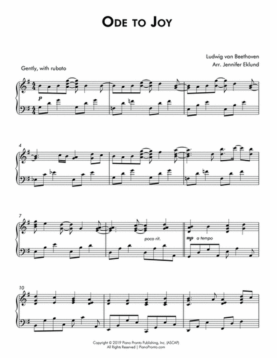 Ode to Joy (Late Intermediate Lyrical Piano) image number null