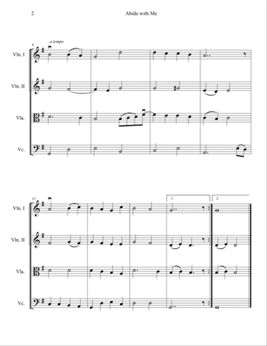 Abide with Me (String Quartet) String Quartet scores gallery preview page 2