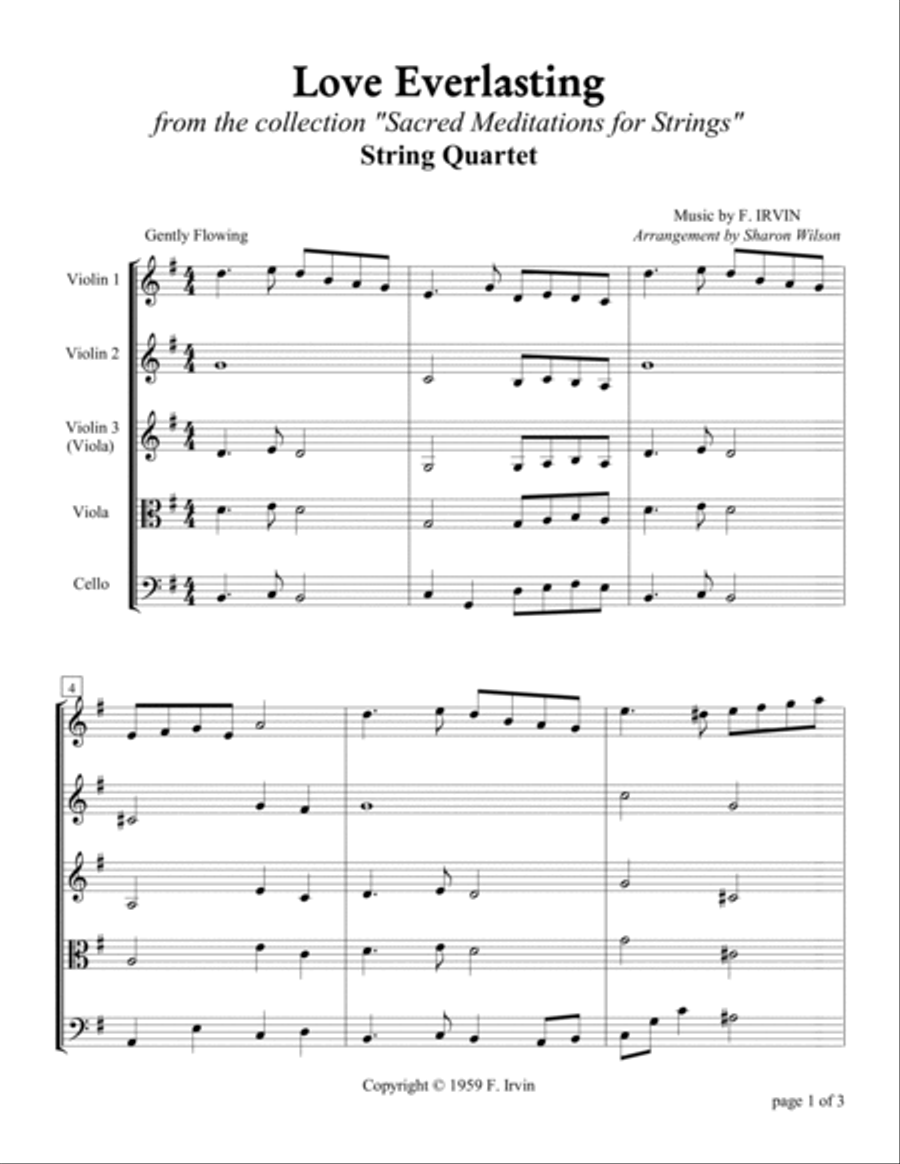 Love Everlasting (Easy String Quartet) String Quartet scores gallery preview page 5