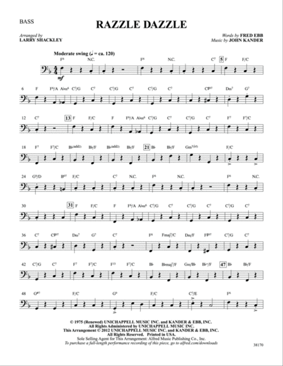 Razzle Dazzle (from the musical Chicago): String Bass Double Bass scores gallery preview page 1