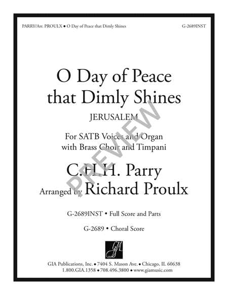 O Day of Peace That Dimly Shines - Full Score