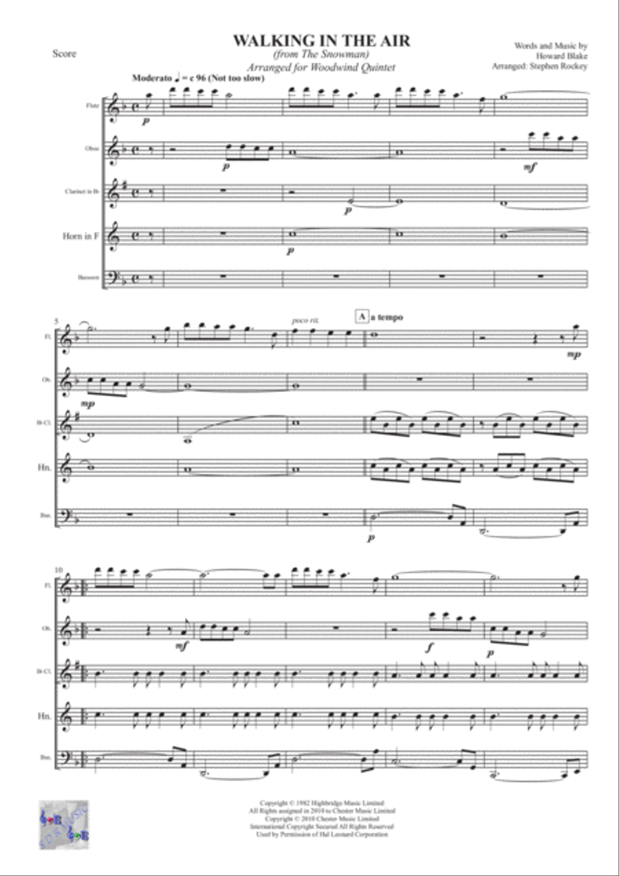Walking In The Air Walking In The Air Woodwind Quintet scores gallery preview page 3
