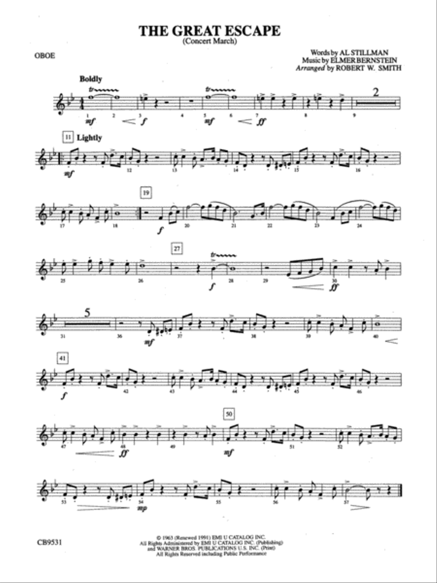 The Great Escape March: Oboe Concert Band scores gallery preview page 1