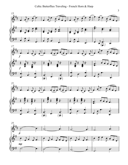 Celtic Butterflies Traveling, Duet for French Horn and Harp by Serena O'Meara Horn - Digital Sheet Music