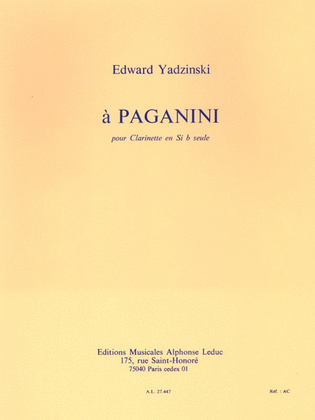 Book cover for A Paganini (clarinet Solo)