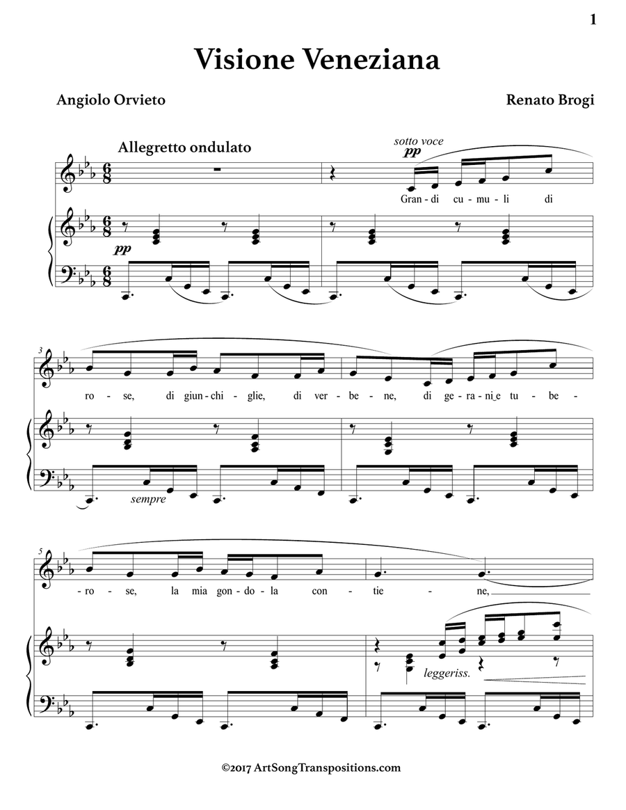 BROGI: Visione Veneziana (transposed to C minor) Piano, Vocal scores gallery preview page 2