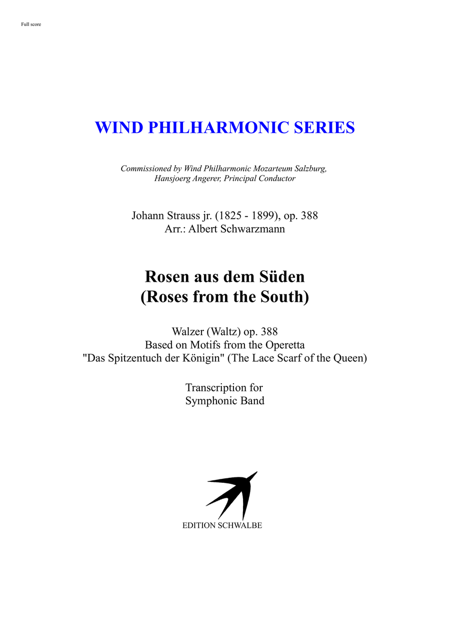 Rosen aus dem Süden (Roses from the South), Walzer (Waltz) op. 388 Concert Band scores gallery preview page 1