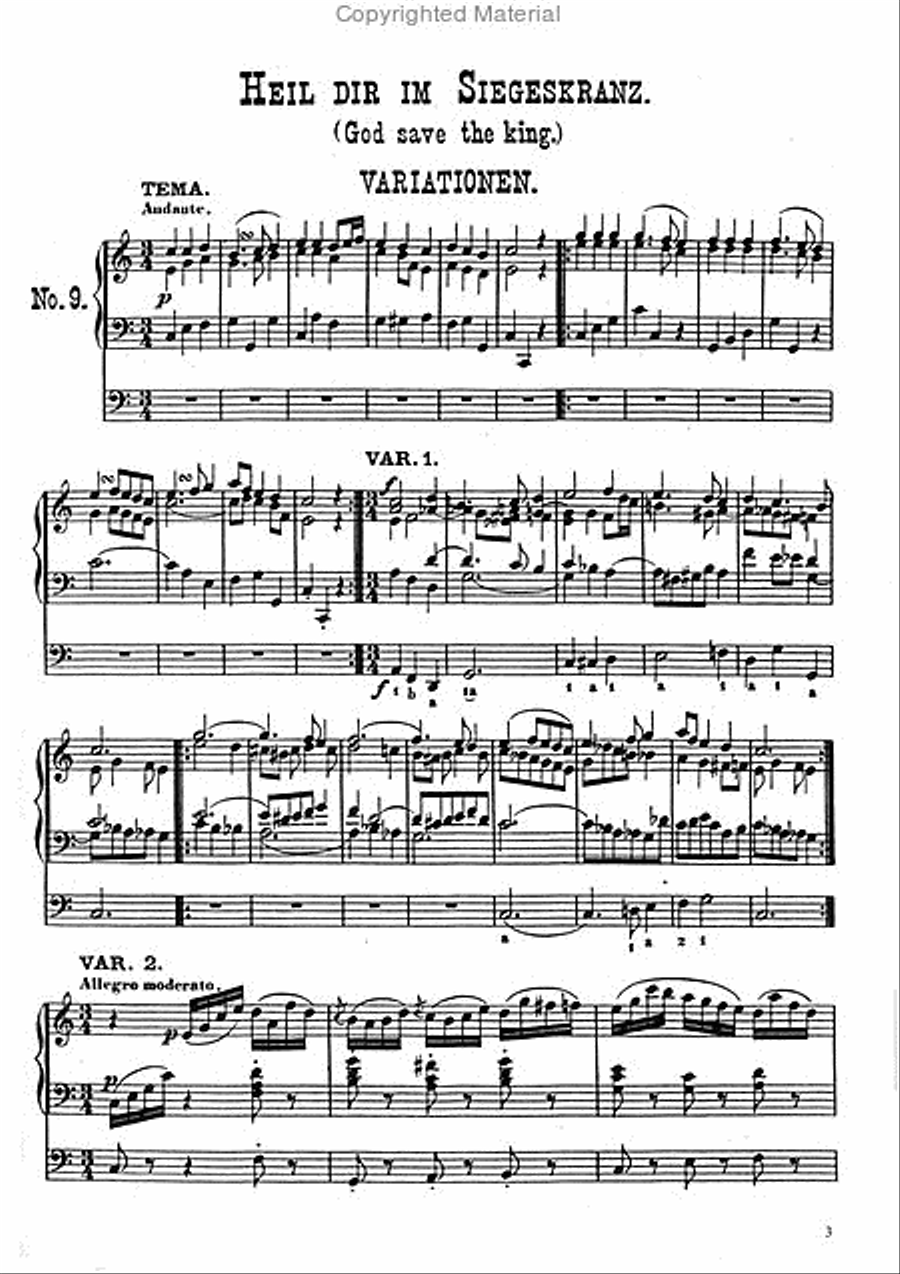 Heil dir im Siegeskranz (God Save the King) op. 55,5 -Variationen für Orgel- Organ scores gallery preview page 2
