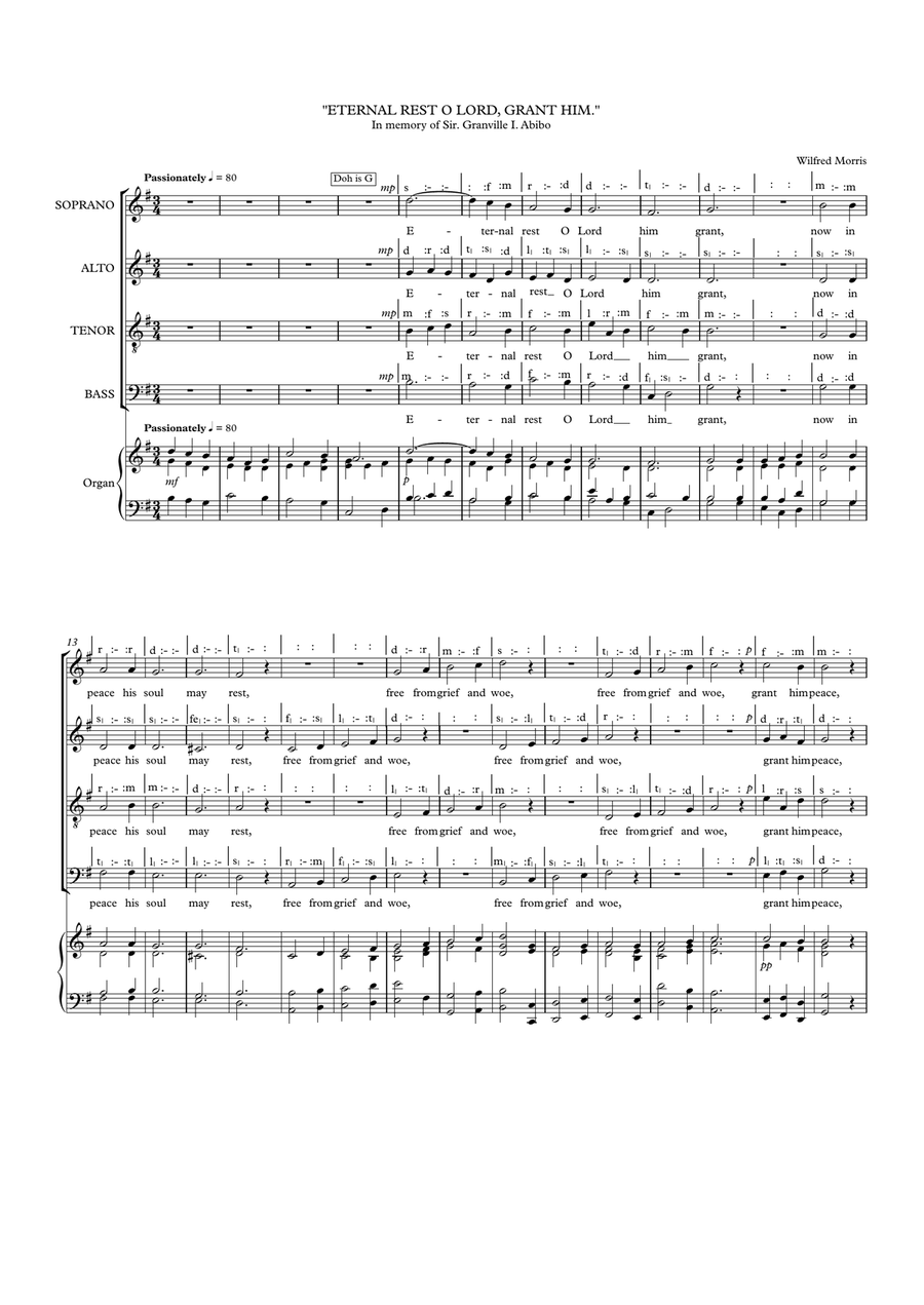 Eternal rest o Lord grant him 4-Part scores gallery preview page 1