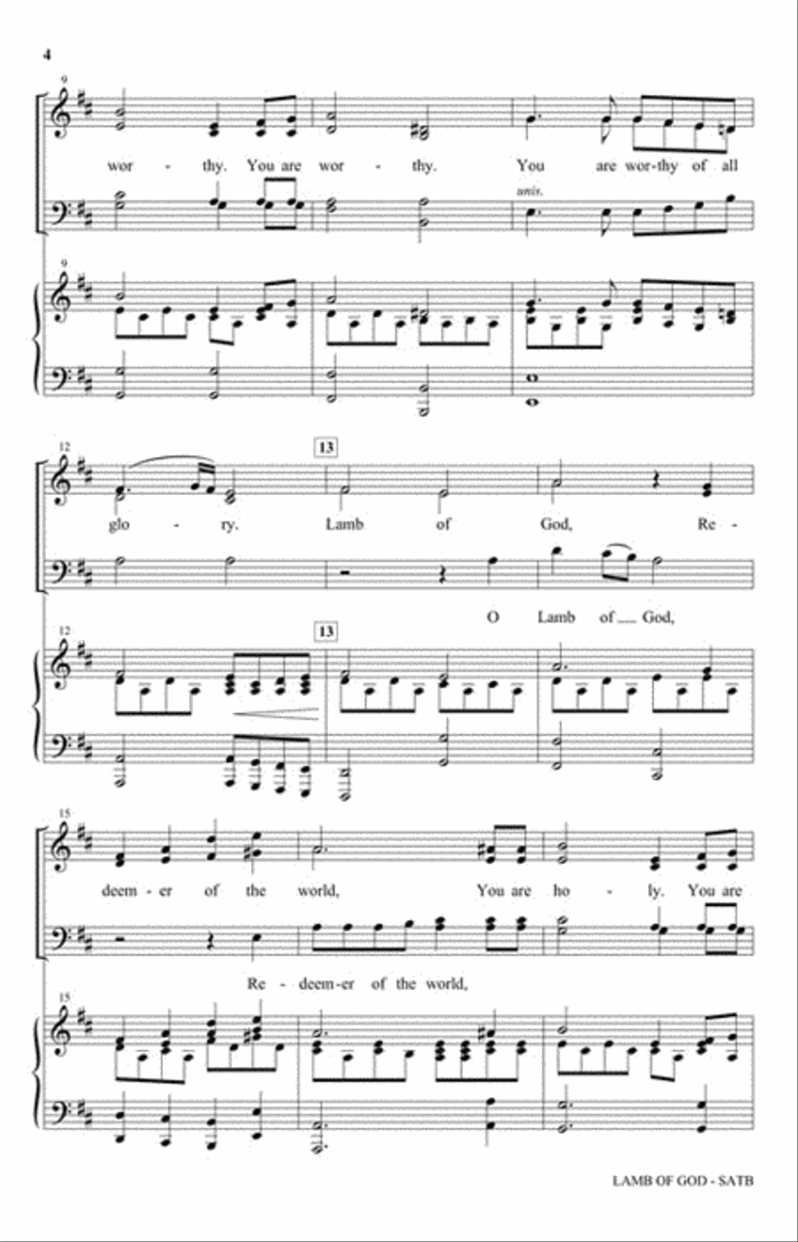 Lamb of God (Redeemer of the World) 4-Part scores gallery preview page 3