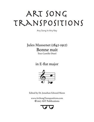 Book cover for MASSENET: Bonne nuit (transposed to E-flat major)