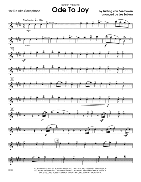 Ode To Joy - 1st Eb Alto Saxophone