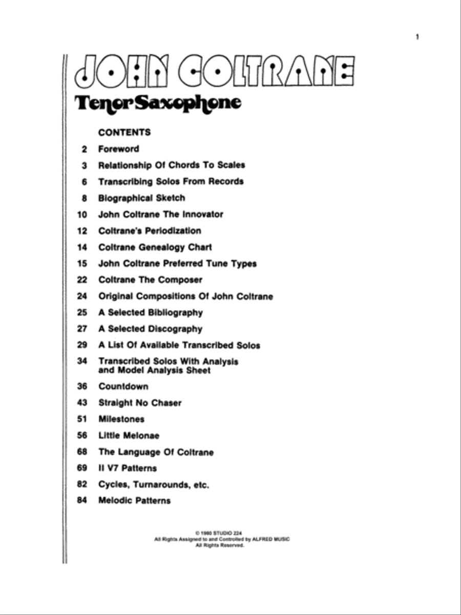 The Jazz Style of John Coltrane