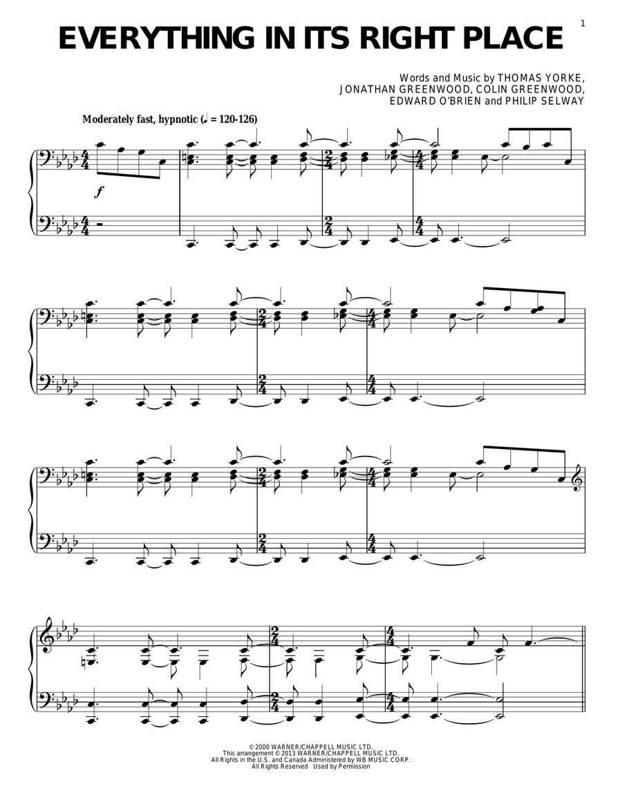 Everything In Its Right Place Piano Solo scores gallery preview page 1