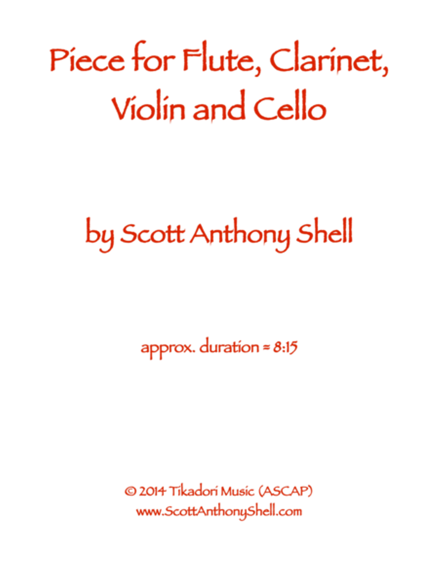 Piece for Flute, Clarinet, Violin and Cello Small Ensemble scores gallery preview page 1
