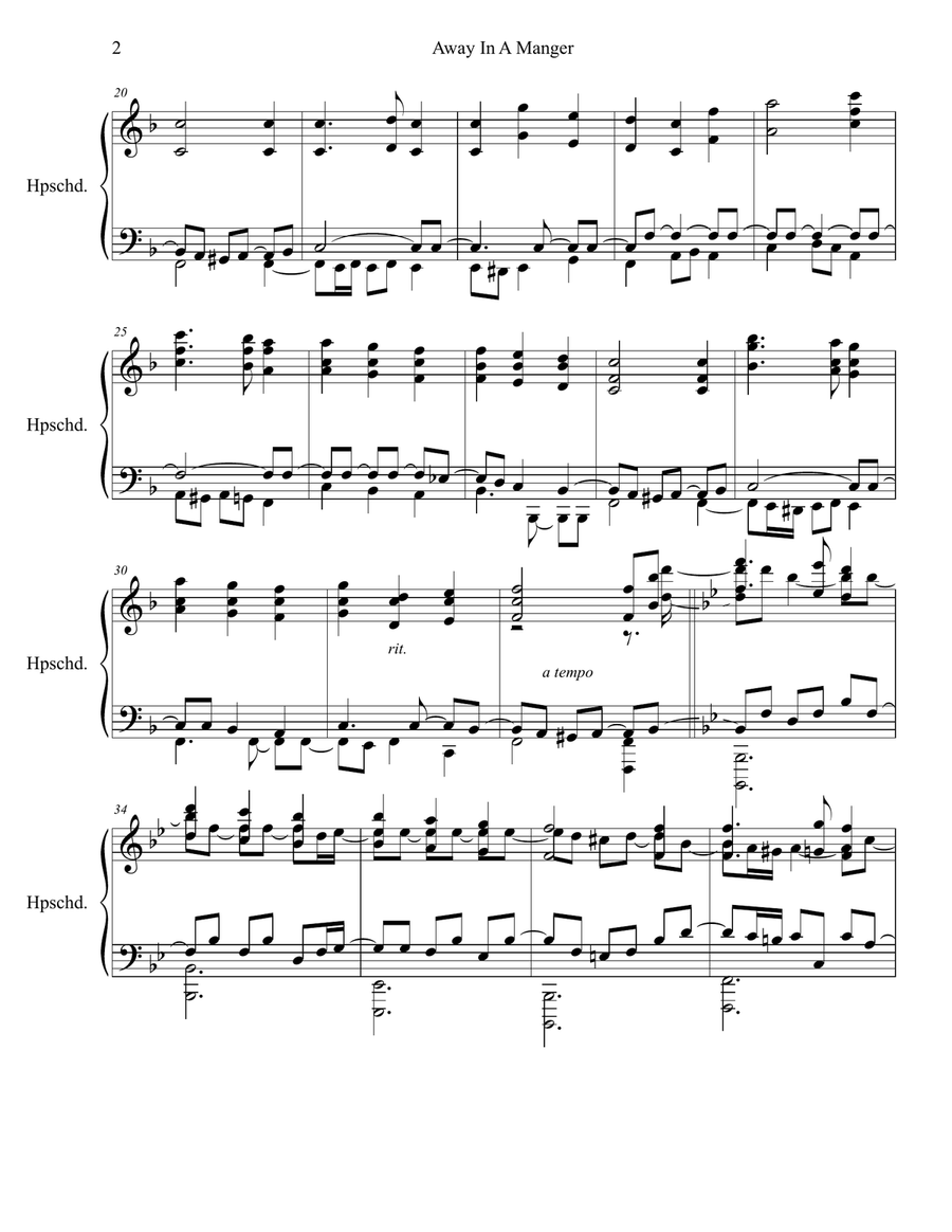 Away In A Manger Harpsichord scores gallery preview page 2