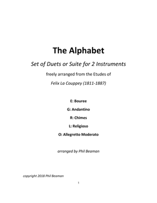 Book cover for The Alphabet-set of Cello/Bass Clarinet duets