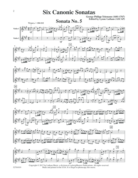 Six Canonic Sonatas: Sonatas No. 5 & 6 for String Duo