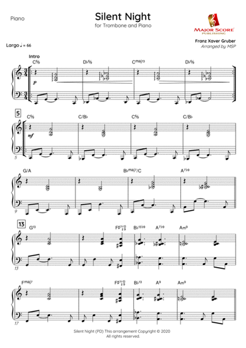 Silent Night | Trombone & Piano (C) image number null