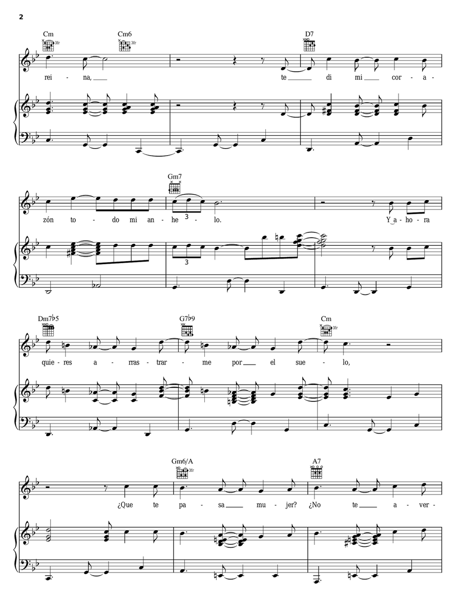 No Hay Quien Te Aguante No Hay Quien Te Aguante Piano, Vocal, Guitar scores gallery preview page 2