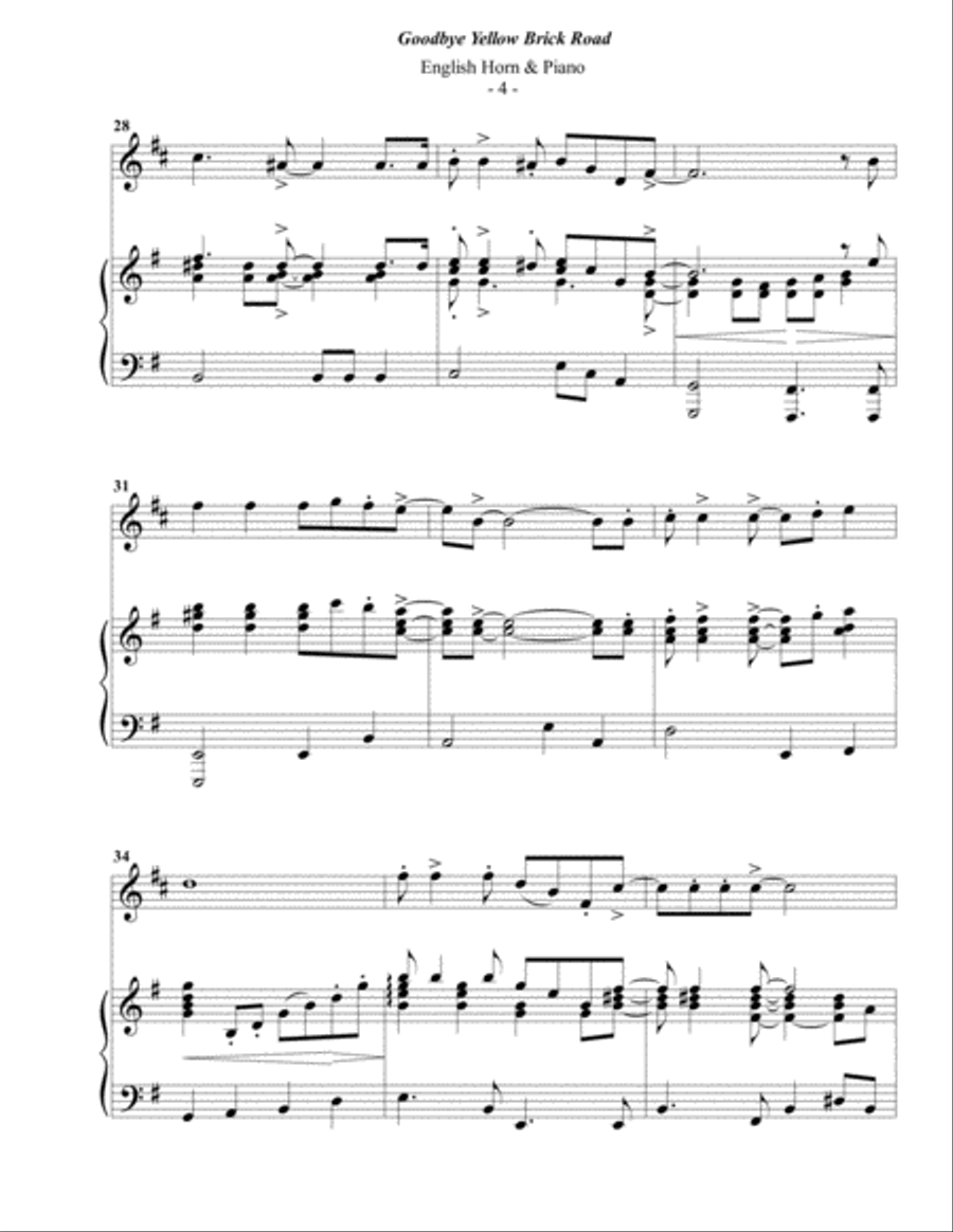 Goodbye Yellow Brick Road English Horn scores gallery preview page 4