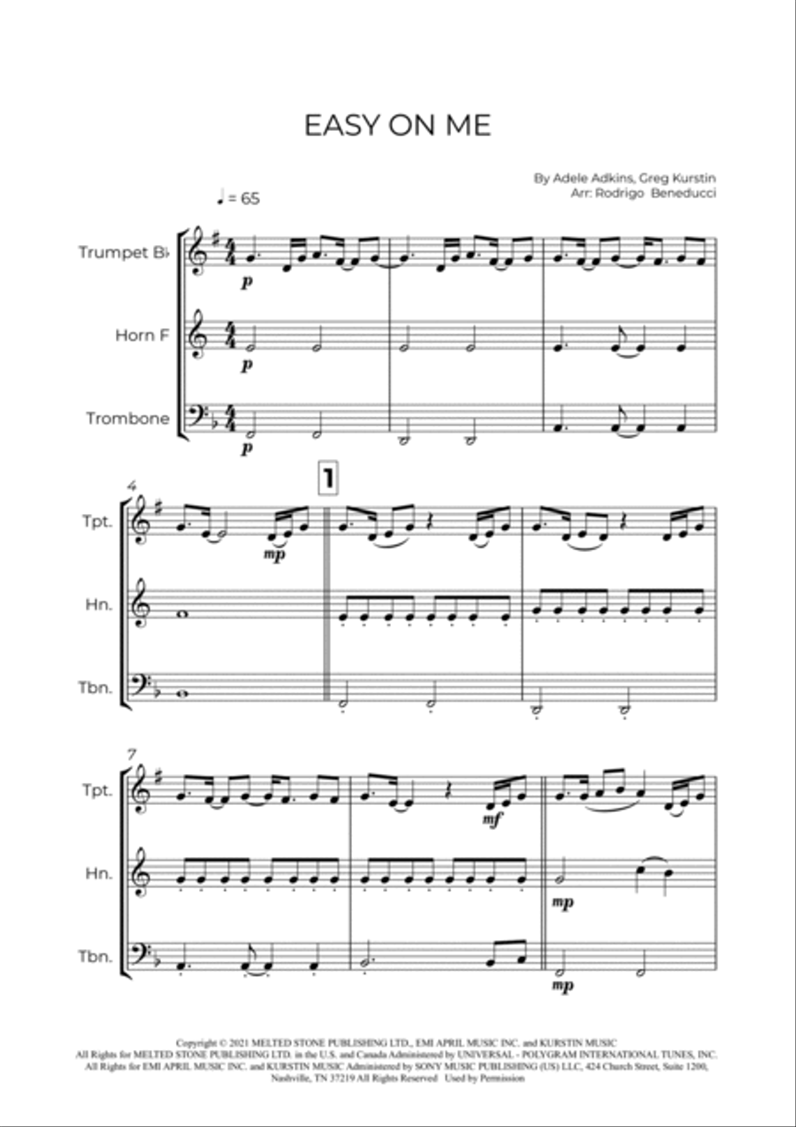 Easy On Me Easy On Me Horn scores gallery preview page 2