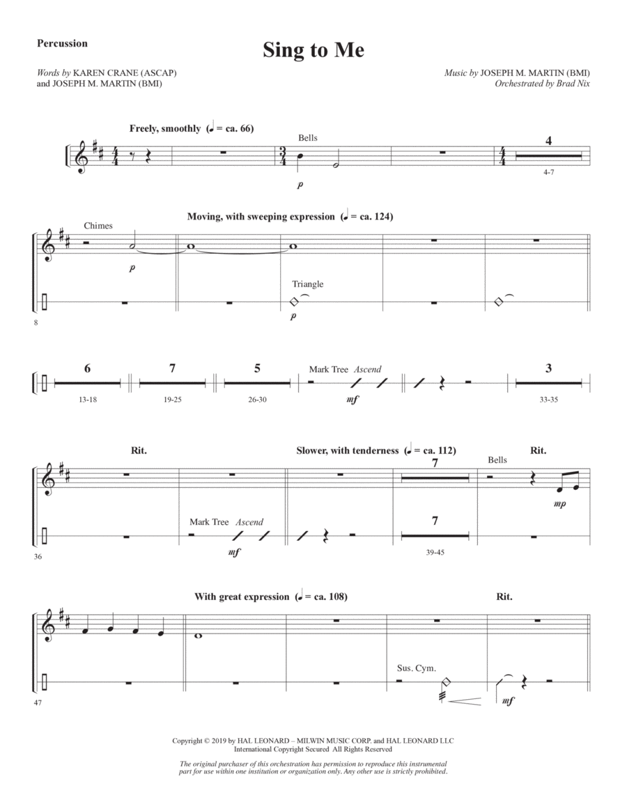 Sing to Me - Percussion 1 & 2