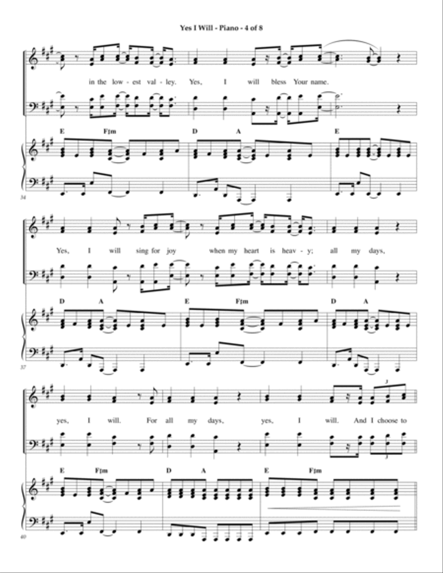Yes I Will Yes I Will Piano, Vocal, Guitar scores gallery preview page 4