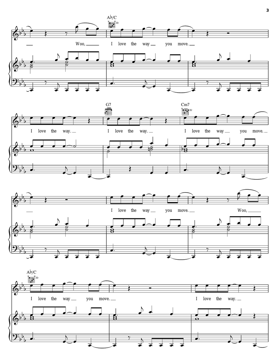 The Way You Move Piano, Vocal, Guitar scores gallery preview page 3