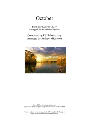 Book cover for October from The Seasons Op.37 arranged for Woodwind Quintet