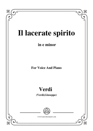 Book cover for Verdi-Il lacerate spirito(A te l'estremo addio) in e minor, for Voice and Piano