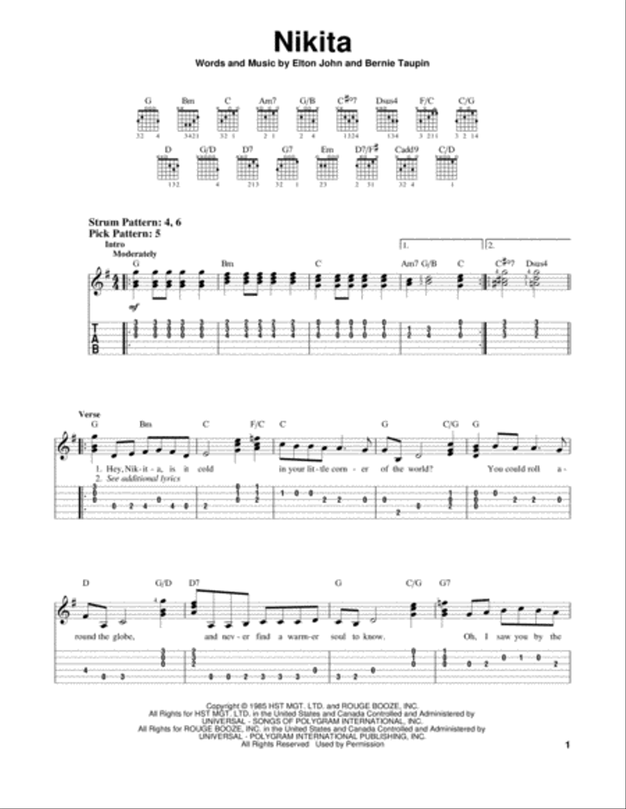 Nikita Nikita Acoustic Guitar scores gallery preview page 1