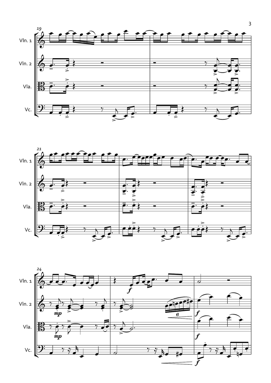 Ain't No Sunshine String Quartet scores gallery preview page 3