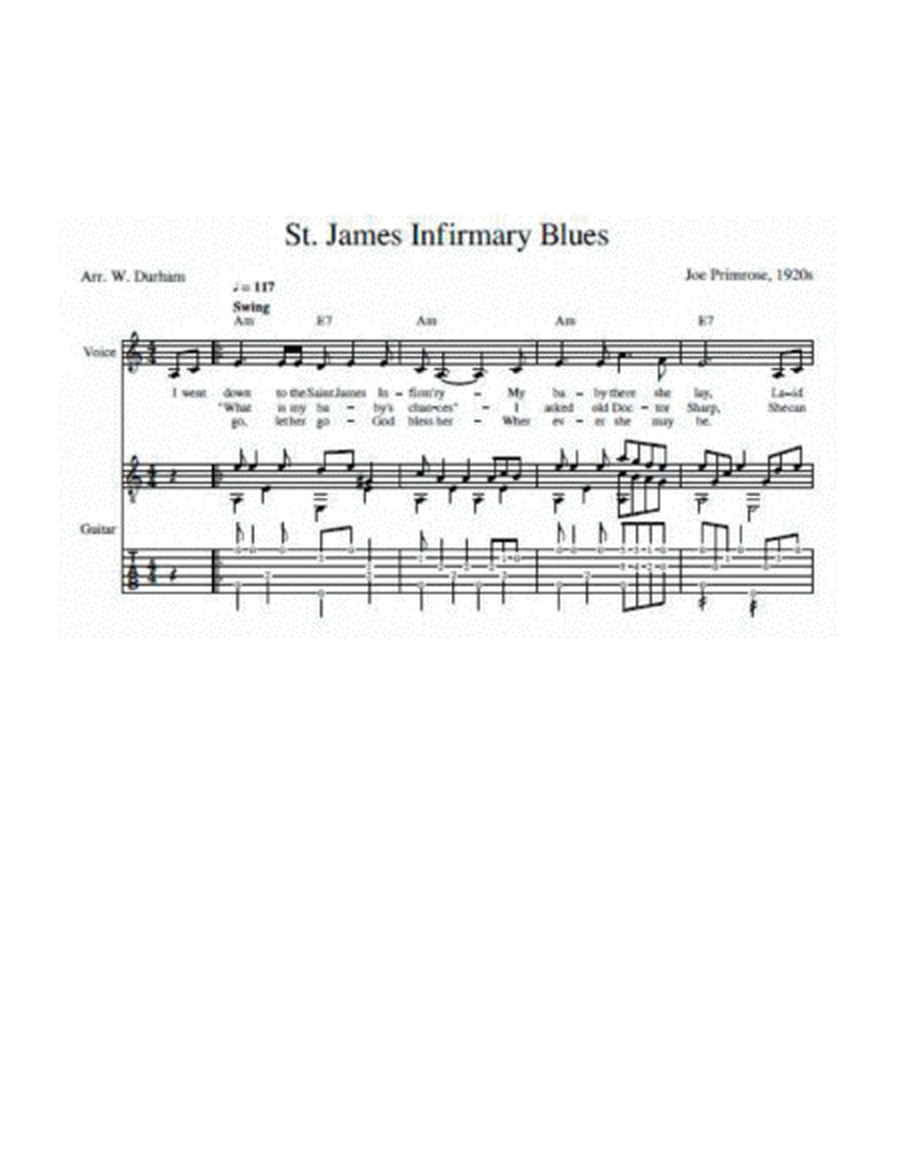 St. James Infirmary Blues (for voice and fingerstyle guitar) image number null