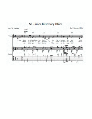 Book cover for St. James Infirmary Blues (for voice and fingerstyle guitar)