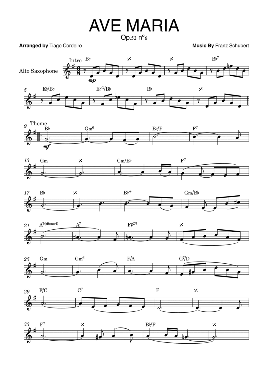Ave Maria Op.52 nº6 Ave Maria Op.52 nº6 Alto Saxophone scores gallery preview page 1