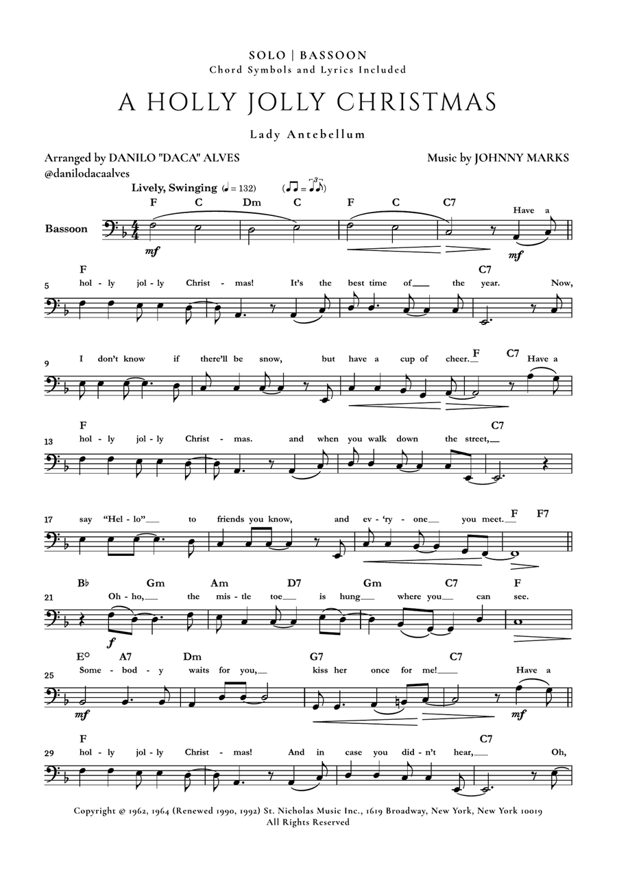 A Holly Jolly Christmas Bassoon Solo scores gallery preview page 1