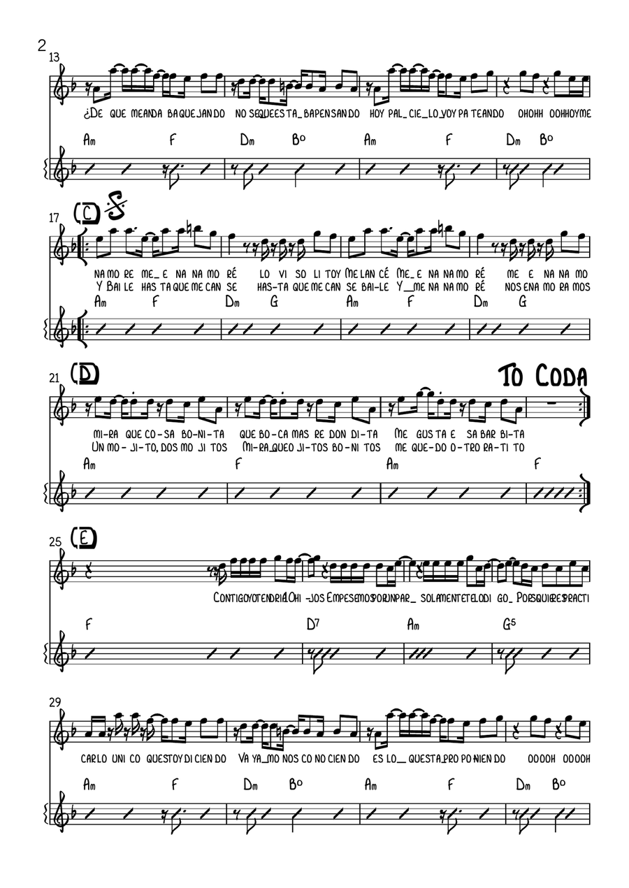 Me Enamore Me Enamore Piano, Vocal scores gallery preview page 2
