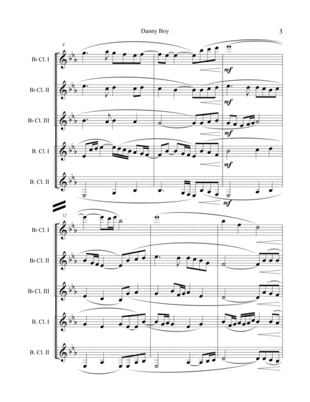 Danny Boy for Clarinet Quintet - Score image number null