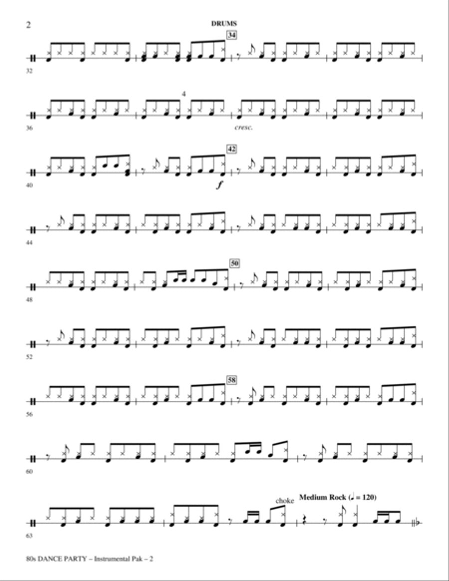 80s Dance Party (Medley) - Drums Choir scores gallery preview page 2