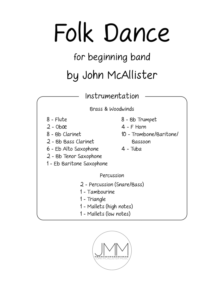 Folk Dance - for beginning band Concert Band scores gallery preview page 1