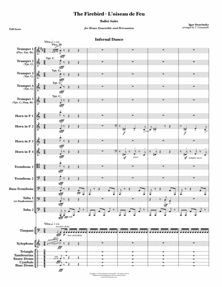 The Firebird Suite for 14-part Brass Ensemble, Timpani and Percussion
