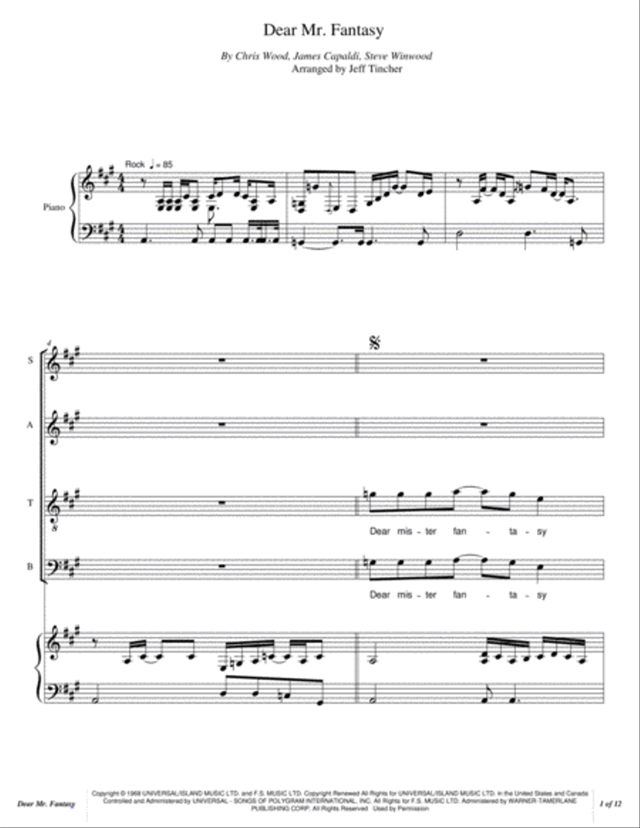 Dear Mr. Fantasy 4-Part scores gallery preview page 2