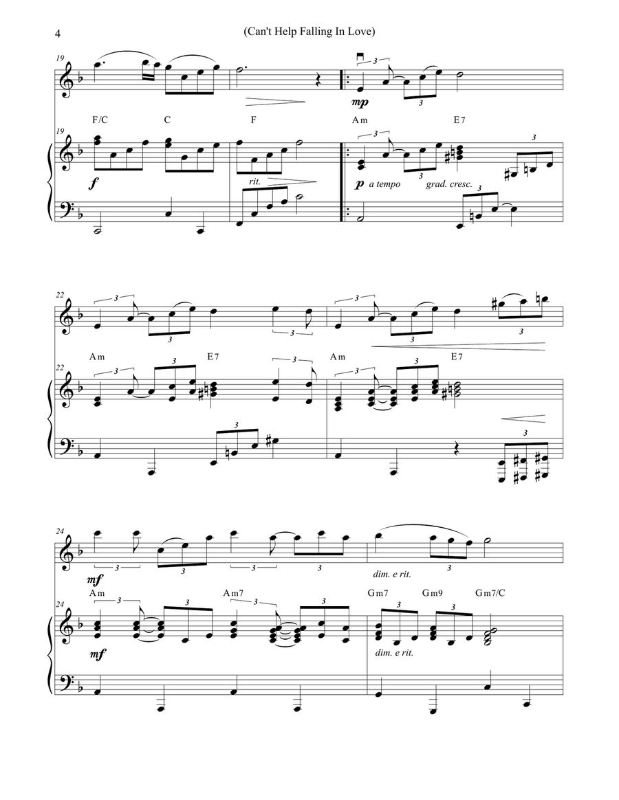 Can't Help Falling In Love Violin Solo scores gallery preview page 4